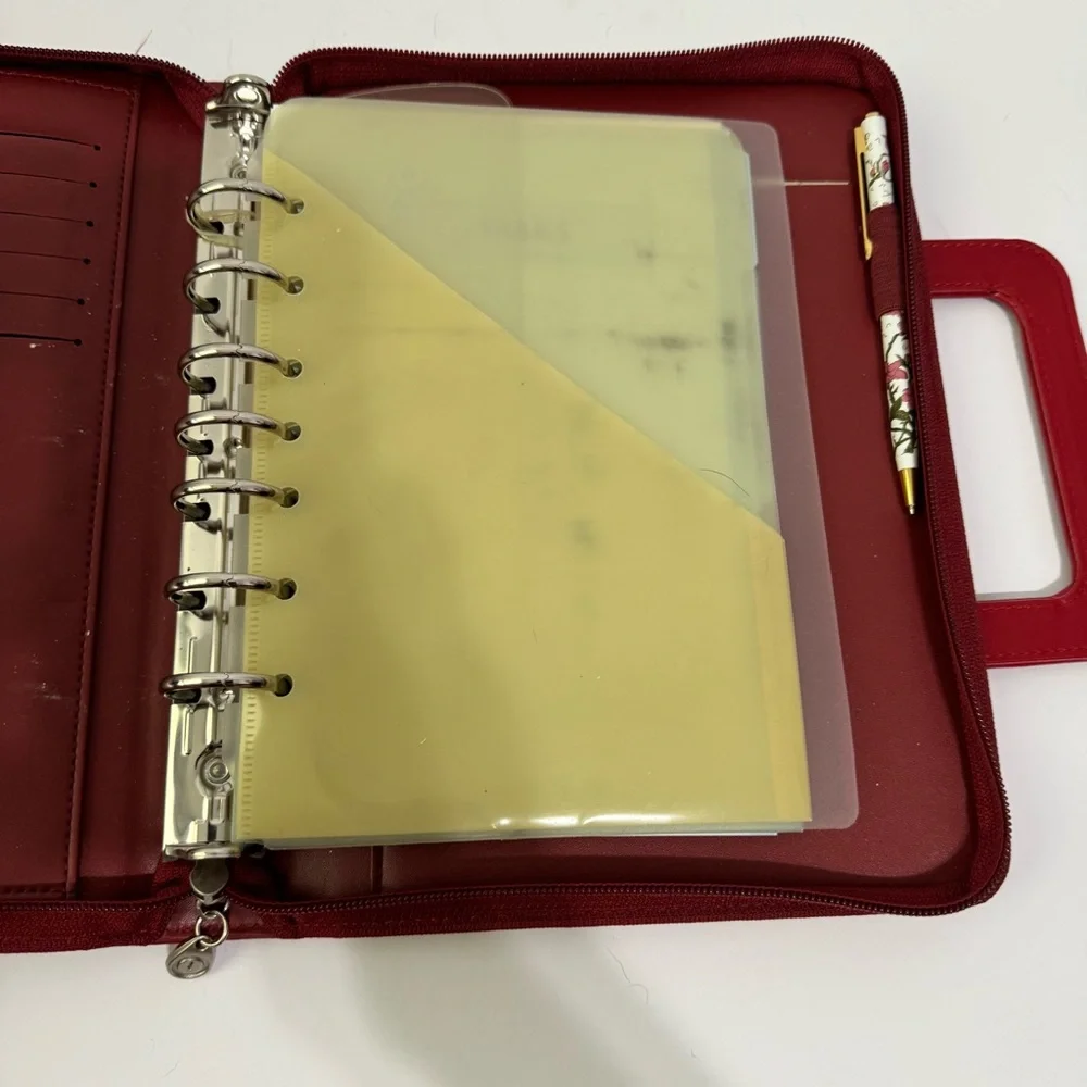 Franklin Covey Red 365 Binder with Textured Accent faux leather